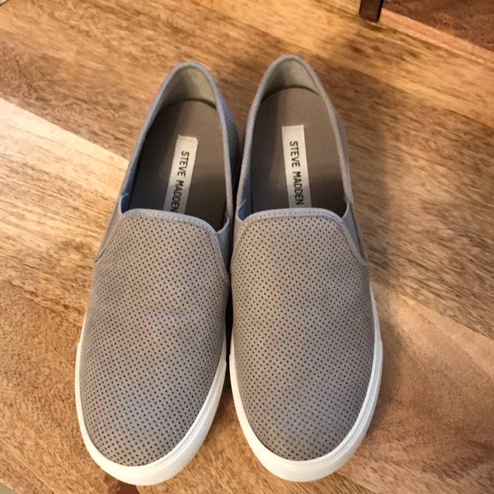 Gray Steve Madden Slip-Ons